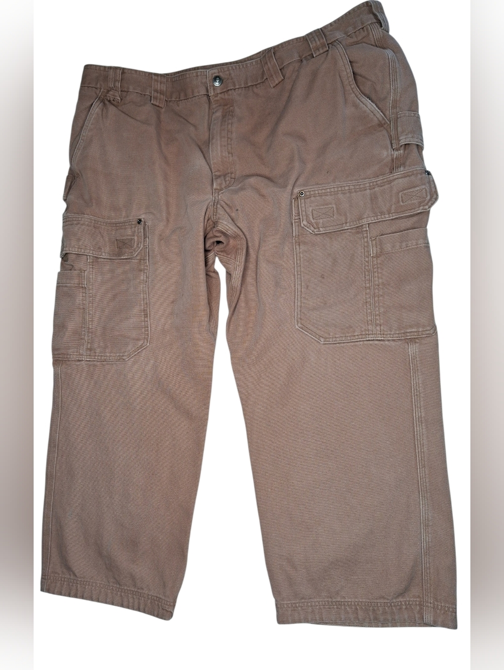 Duluth Trading Co Men's 48x28 Relaxed Fit Pants Brown 100% Cotton Canvas Cargo